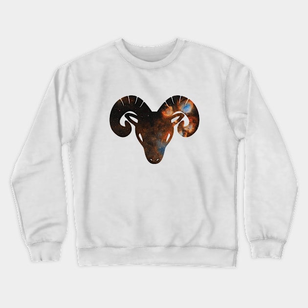 Aries Goat Head Cosmic Galaxy Crewneck Sweatshirt by AllTheseApparel